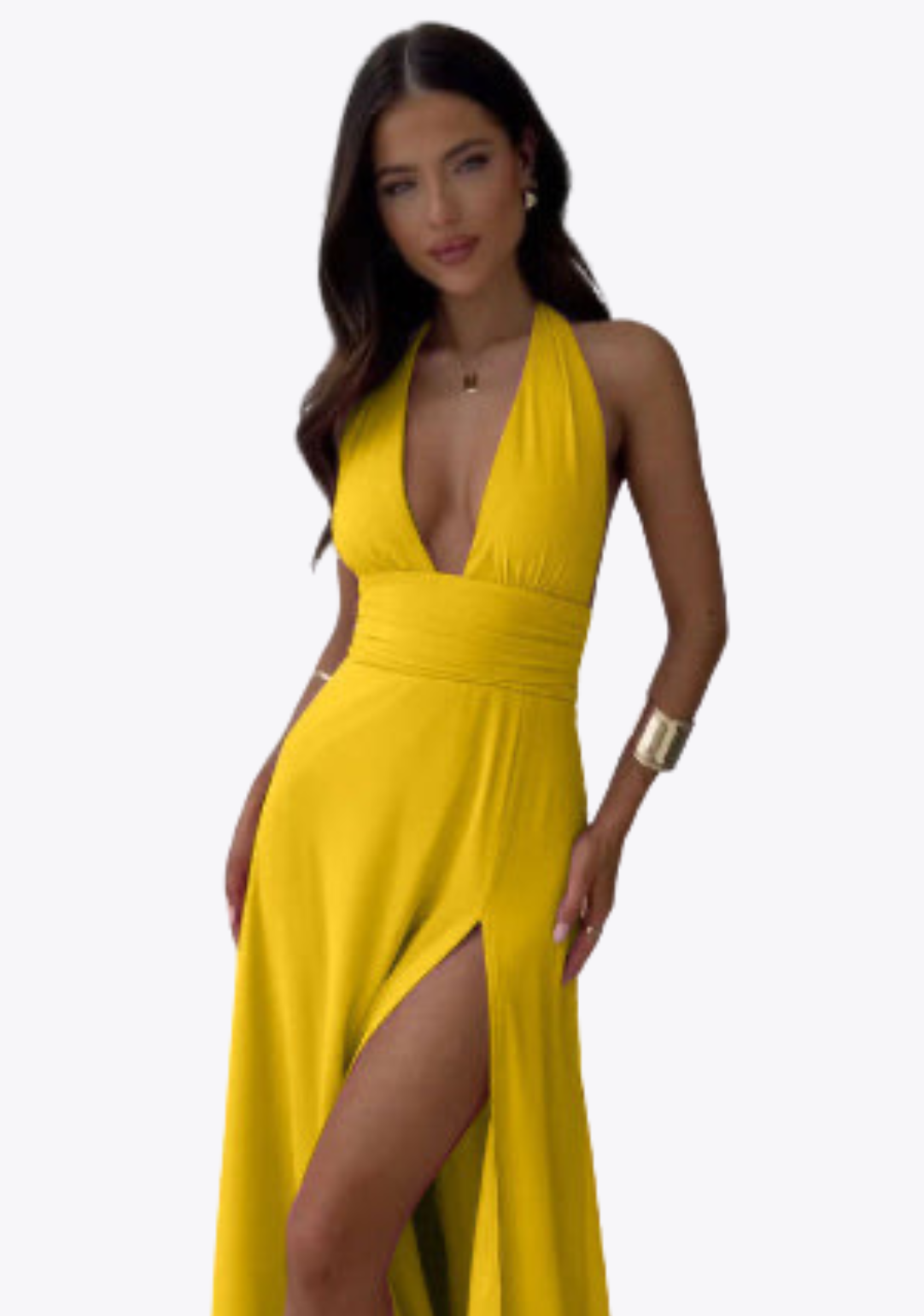 Robe sexy jaune fashion